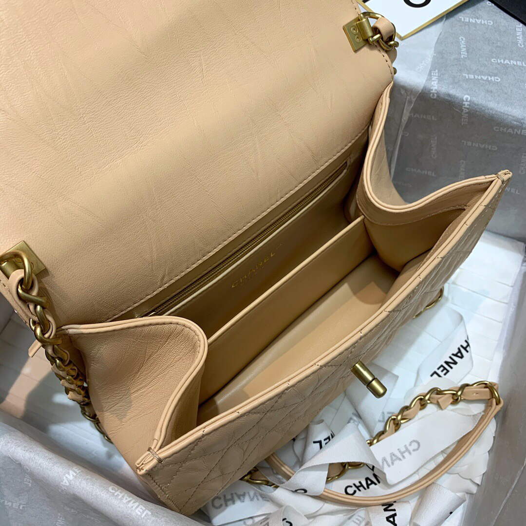 Chanel AS2478 Flap CC Wrapped Bag with Top Handle Apricot | chanel as2478 flap cc wrapped bag with top handle 45