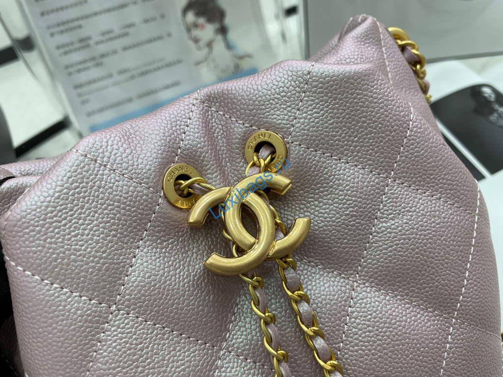Chanel AS2859 Bucket Bag Shoulder Bag Shiny Grained Calfskin Light Pink | chanel as2859 bucket bag shoulder bag shiny grained calfskin 103