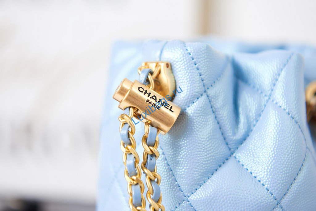 Chanel AS2859 Bucket Bag Shoulder Bag Shiny Grained Calfskin Blue | chanel as2859 bucket bag shoulder bag shiny grained calfskin 51