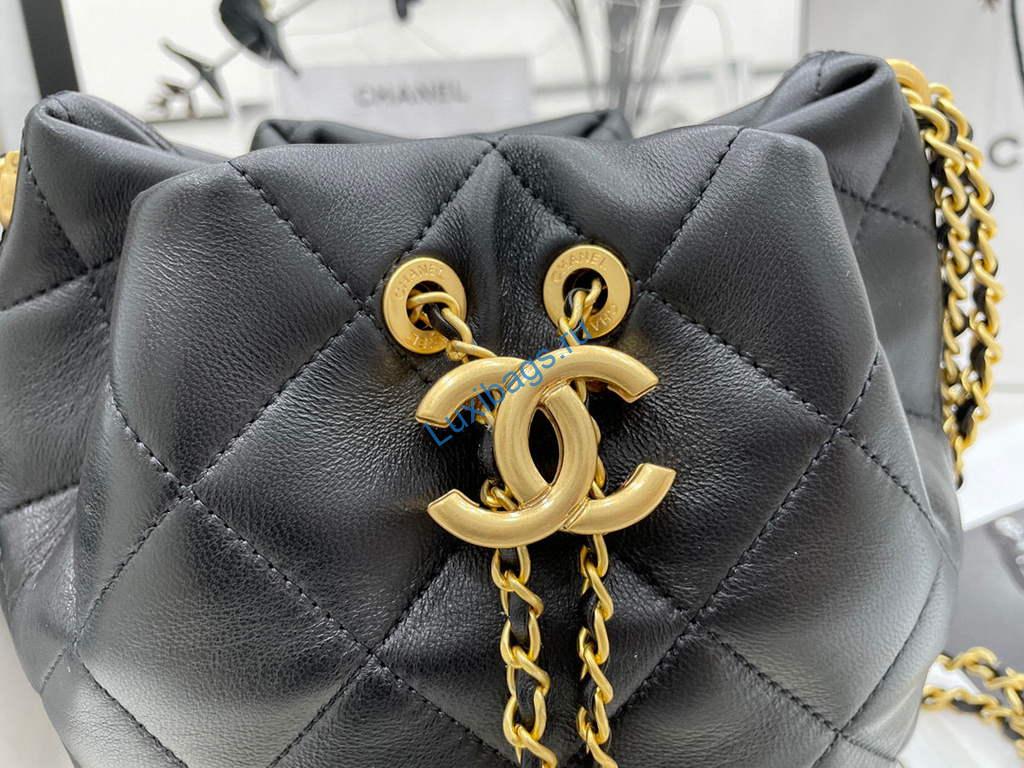 Chanel AS2859 Bucket Bag Lambskin Black | chanel as2859 bucket bag shoulder bag shiny grained calfskin 68