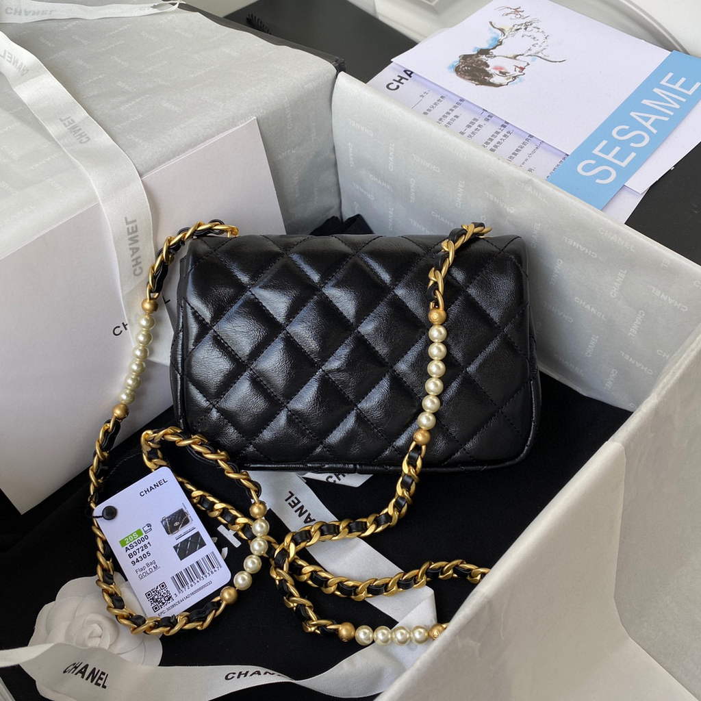Chanel AS3000 Mini Flap Bag Calfskin Black | chanel as3000 small flap bag lambskin 03