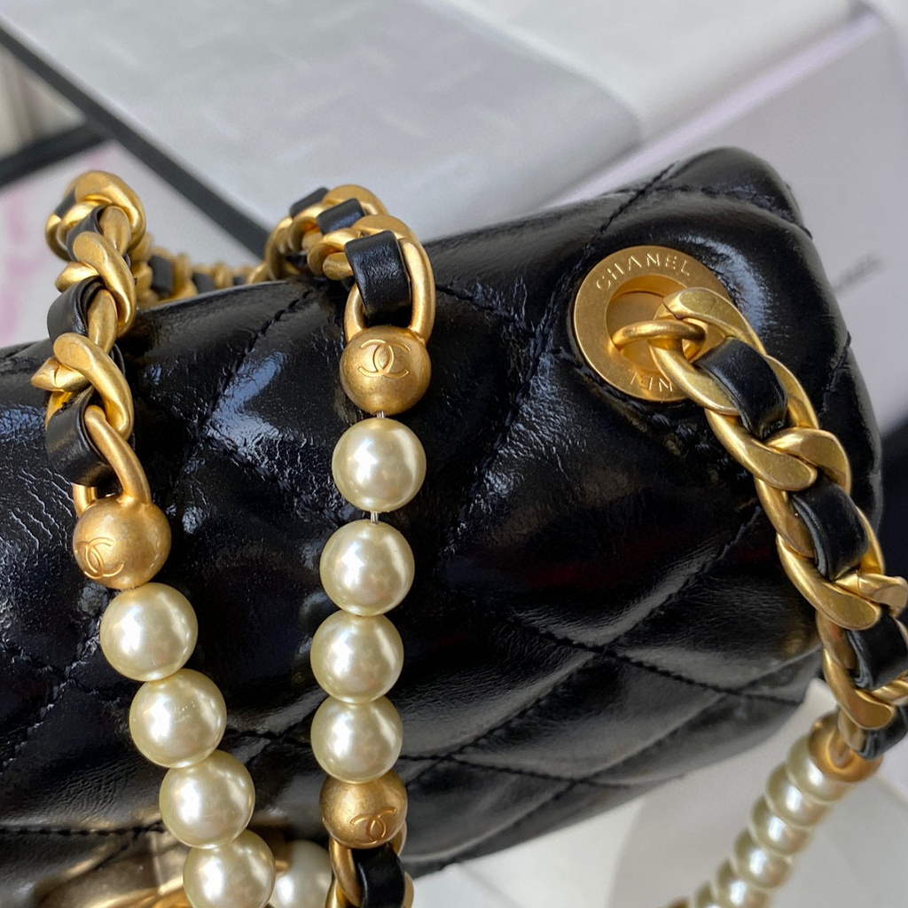 Chanel AS3000 Mini Flap Bag Calfskin Black | chanel as3000 small flap bag lambskin 05