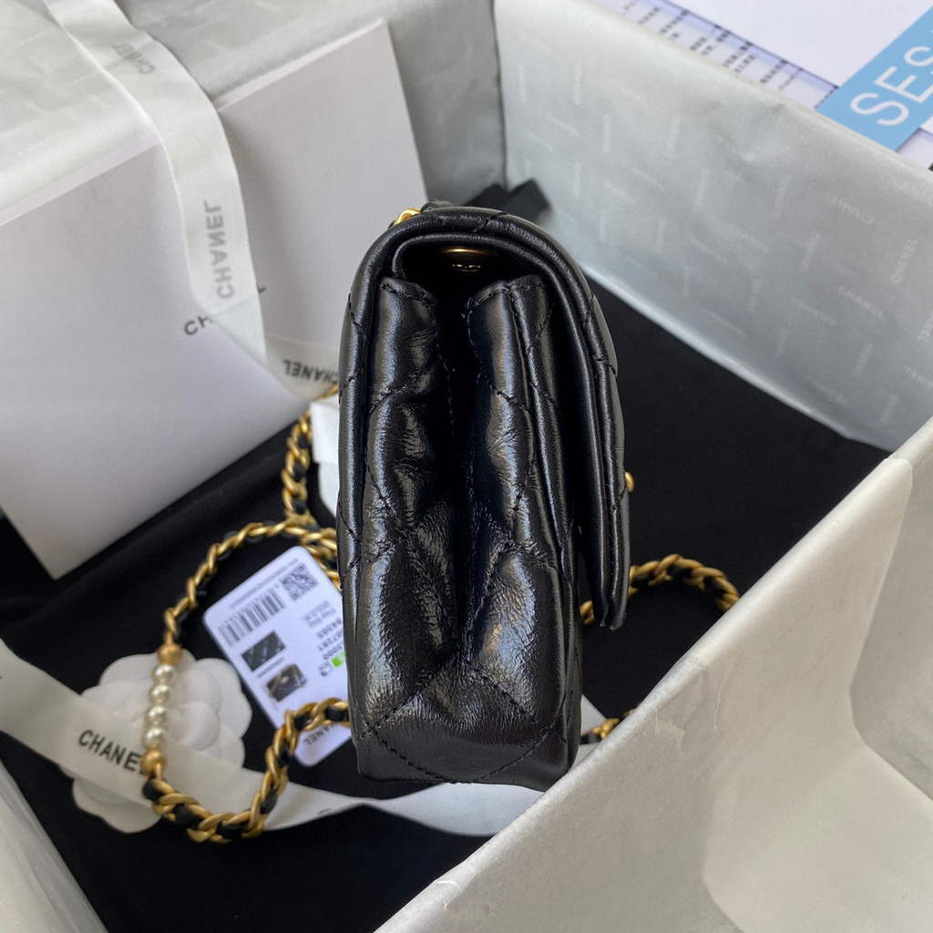 Chanel AS3000 Mini Flap Bag Calfskin Black | chanel as3000 small flap bag lambskin 06