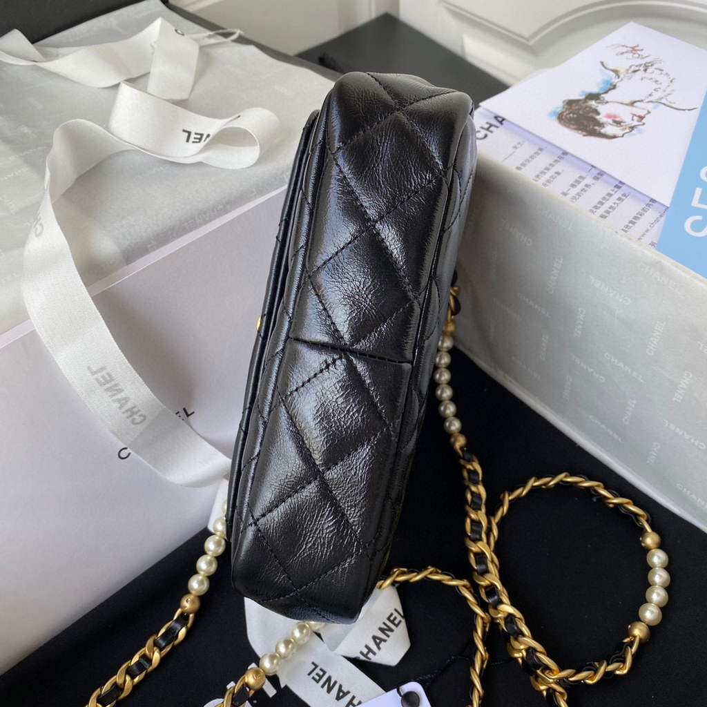 Chanel AS3000 Mini Flap Bag Calfskin Black | chanel as3000 small flap bag lambskin 07