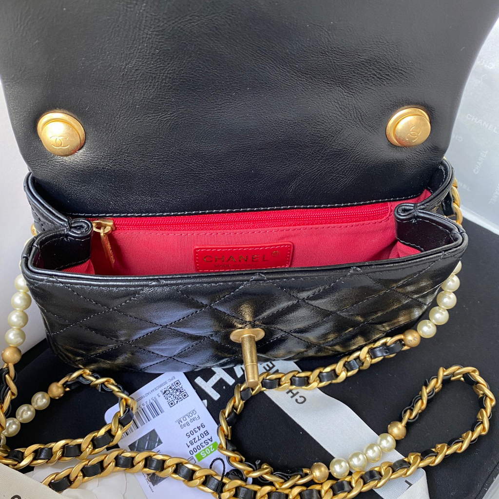 Chanel AS3000 Mini Flap Bag Calfskin Black | chanel as3000 small flap bag lambskin 08