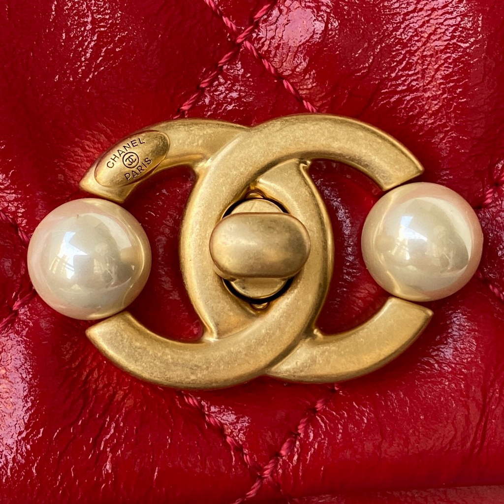 Chanel AS3000 Mini Flap Bag Calfskin Red | chanel as3000 small flap bag lambskin 13