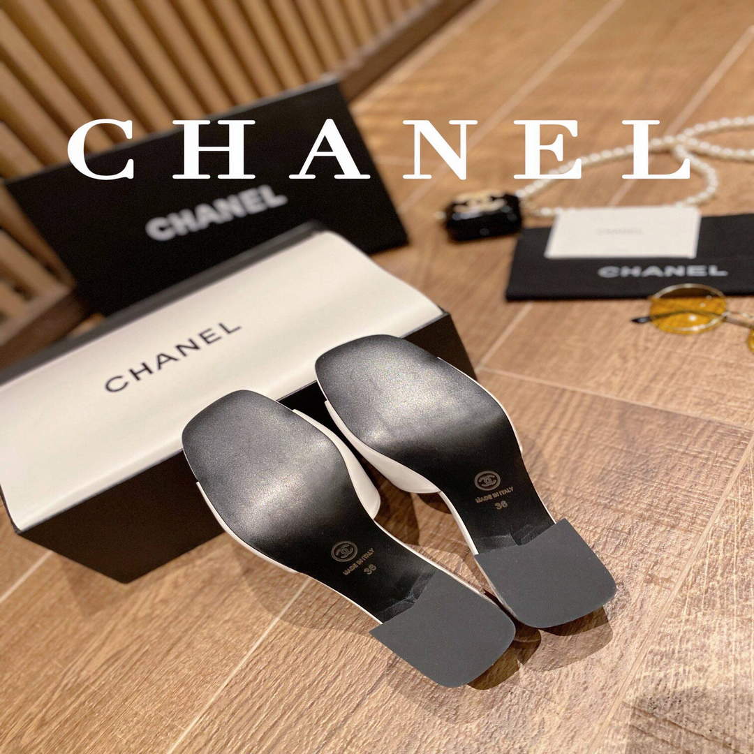 Chanel Women's Sandals Chanel Slippers Lambskin Heel 45mm C90179 | img 1545
