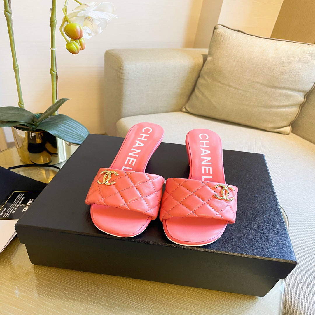 Chanel Women's Sandals Chanel Slippers Lambskin Heel 70mm C90183 | img 1645