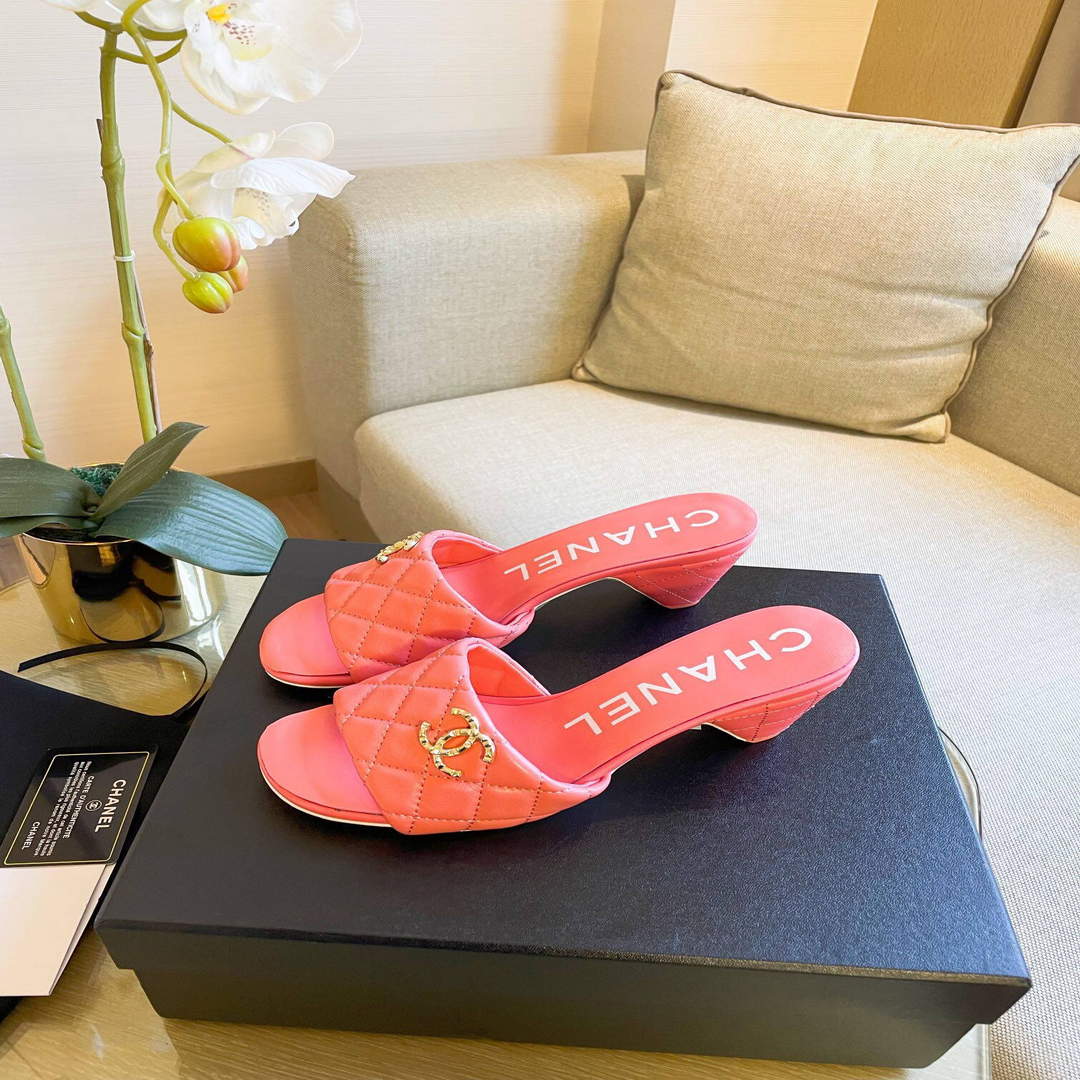 Chanel Women's Sandals Chanel Slippers Lambskin Heel 70mm C90183 | img 1647