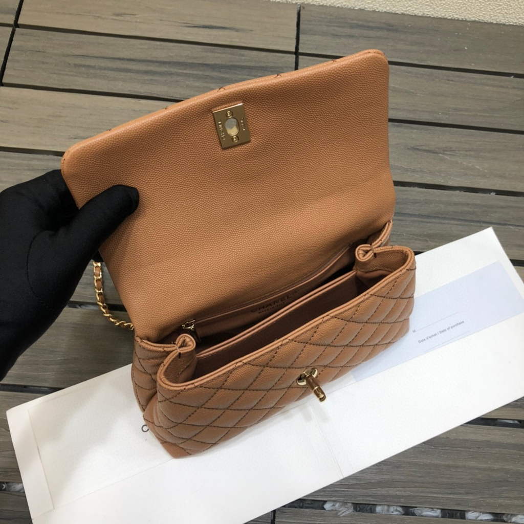 Chanel A92991 Large Flap Bag With Top Handle handBag Brown | img 5786