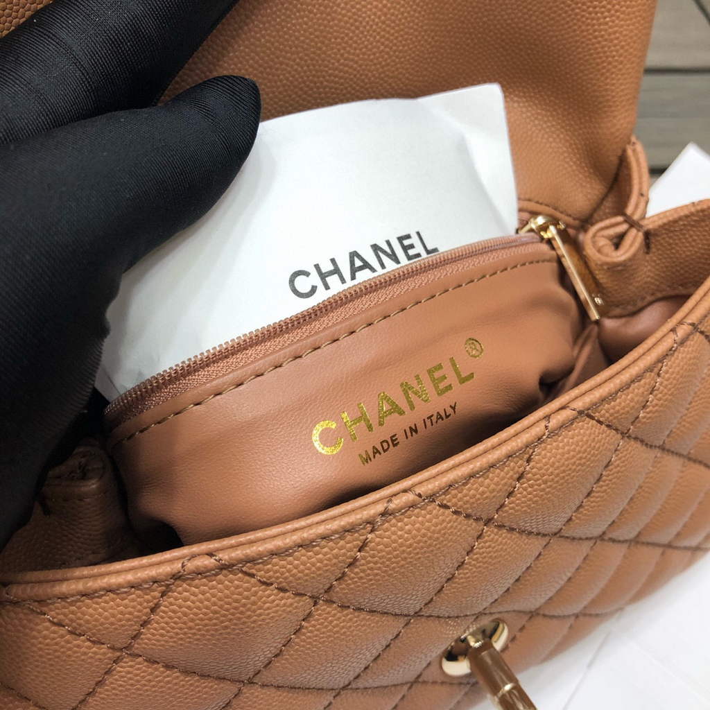 Chanel A92991 Large Flap Bag With Top Handle handBag Brown | img 5787