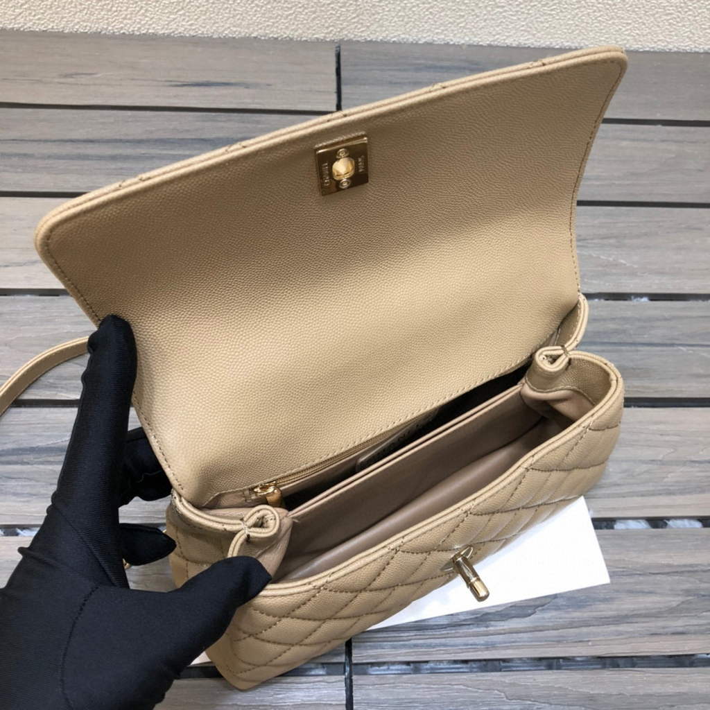 Chanel A92991 Large Flap Bag With Top Handle handBag Apricot | img 5842