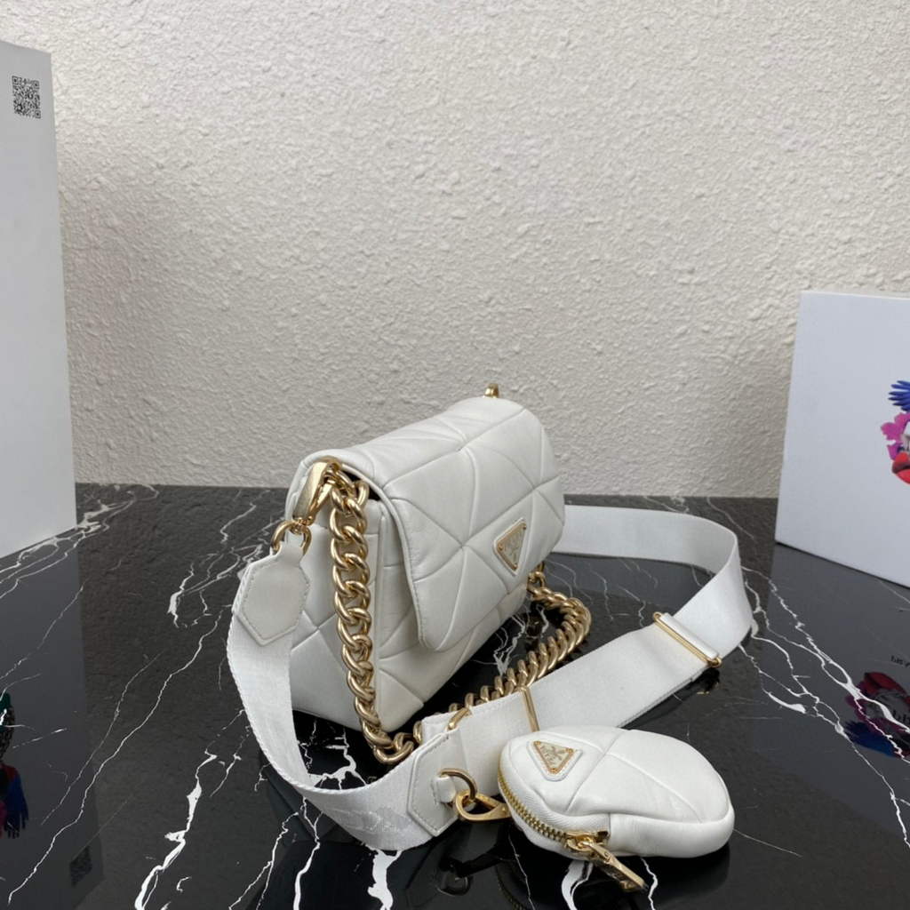Prada 1BD292 Prada System nappa leather patchwork Bag White | prada 1bd292 prada system nappa leather patchwork bag white 2