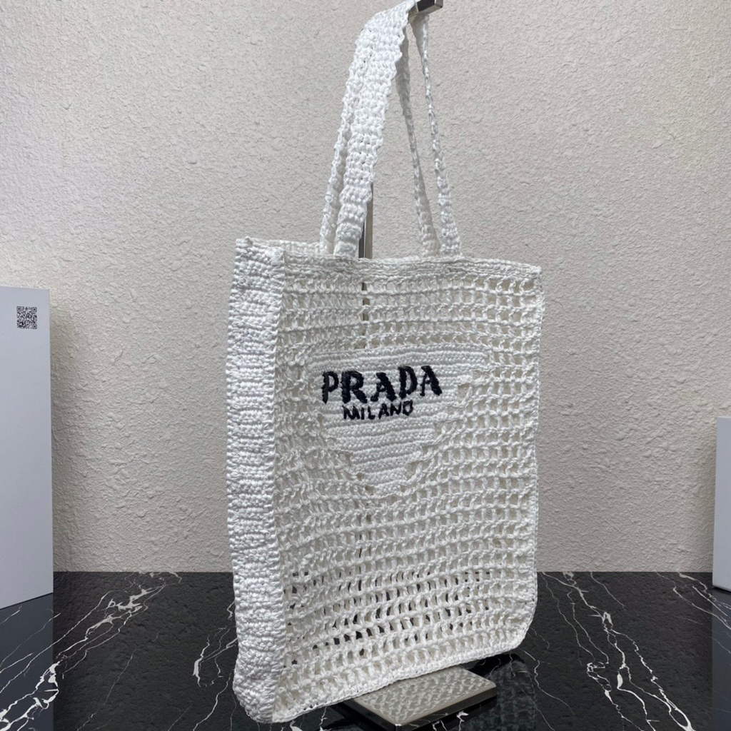 Prada 1BG393 Raffia tote bag White | prada 1bg393 raffia tote bag rose red 21