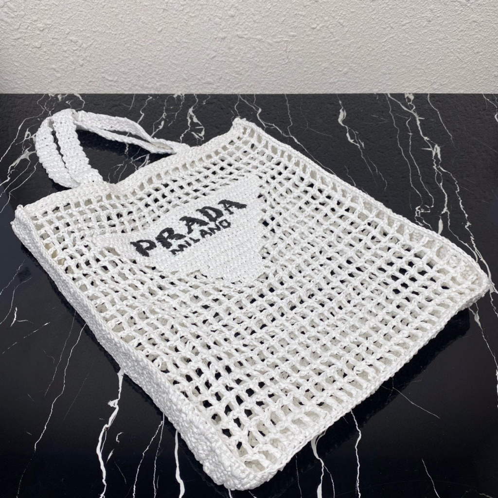 Prada 1BG393 Raffia tote bag White | prada 1bg393 raffia tote bag rose red 23