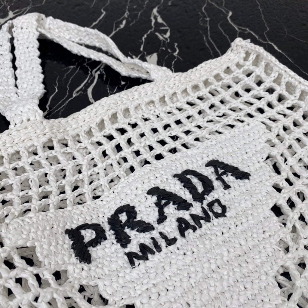 Prada 1BG393 Raffia tote bag White | prada 1bg393 raffia tote bag rose red 24
