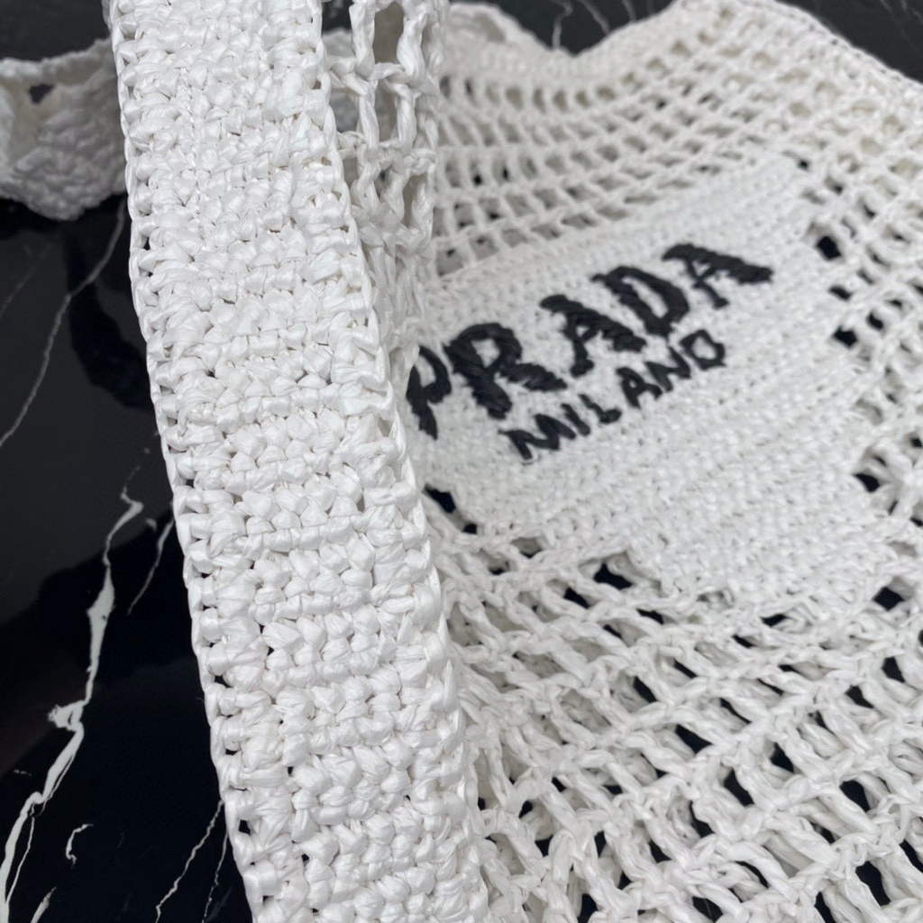 Prada 1BG393 Raffia tote bag White | prada 1bg393 raffia tote bag rose red 26