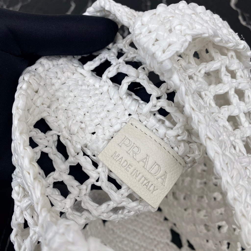 Prada 1BG393 Raffia tote bag White | prada 1bg393 raffia tote bag rose red 28