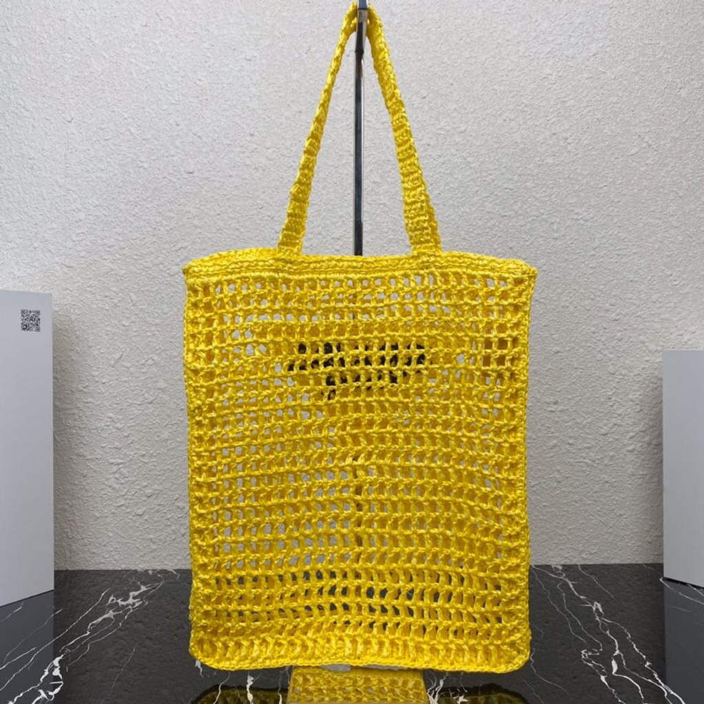 Prada 1BG393 Raffia tote bag Yellow | prada 1bg393 raffia tote bag rose red 31