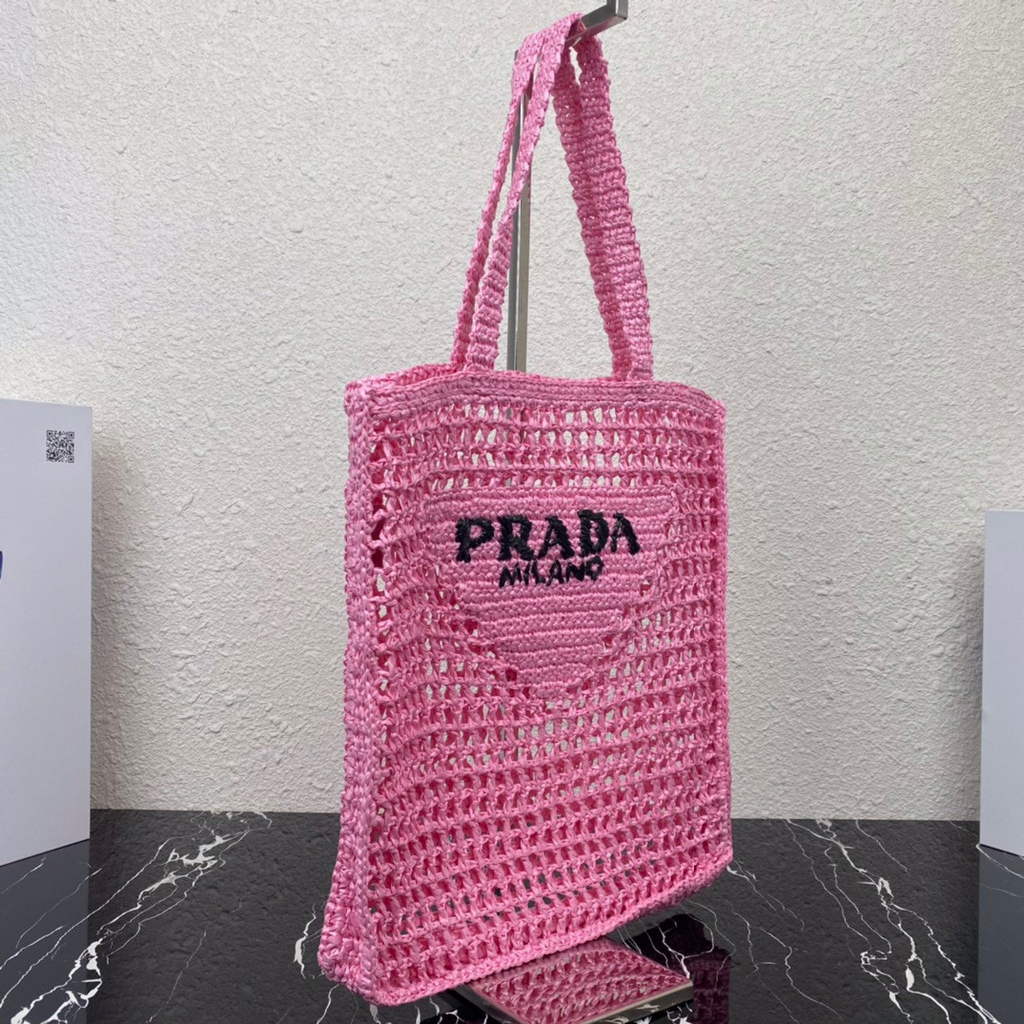 Prada 1BG393 Raffia tote bag Rose red | prada 1bg393 raffia tote bag rose red 39