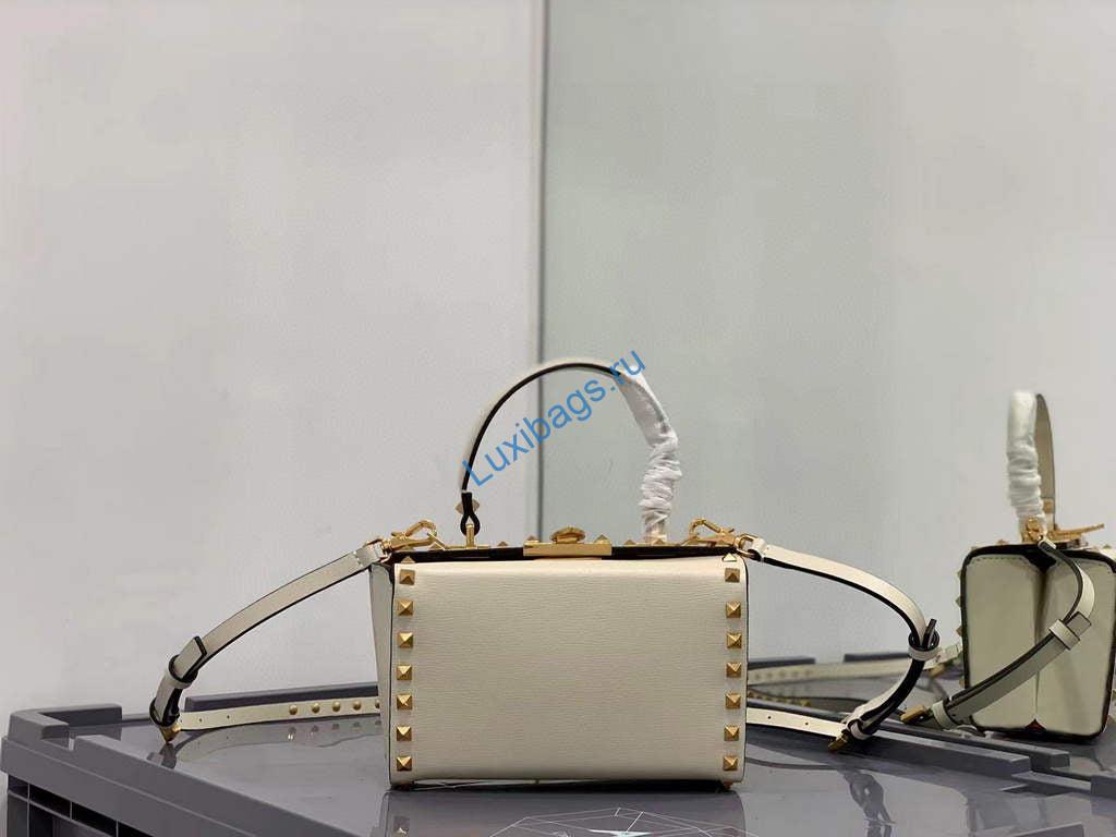 Valentino 7300 Rockstud Alcove Grainy Calfskin BOX Bag XW2B0J73 Beige