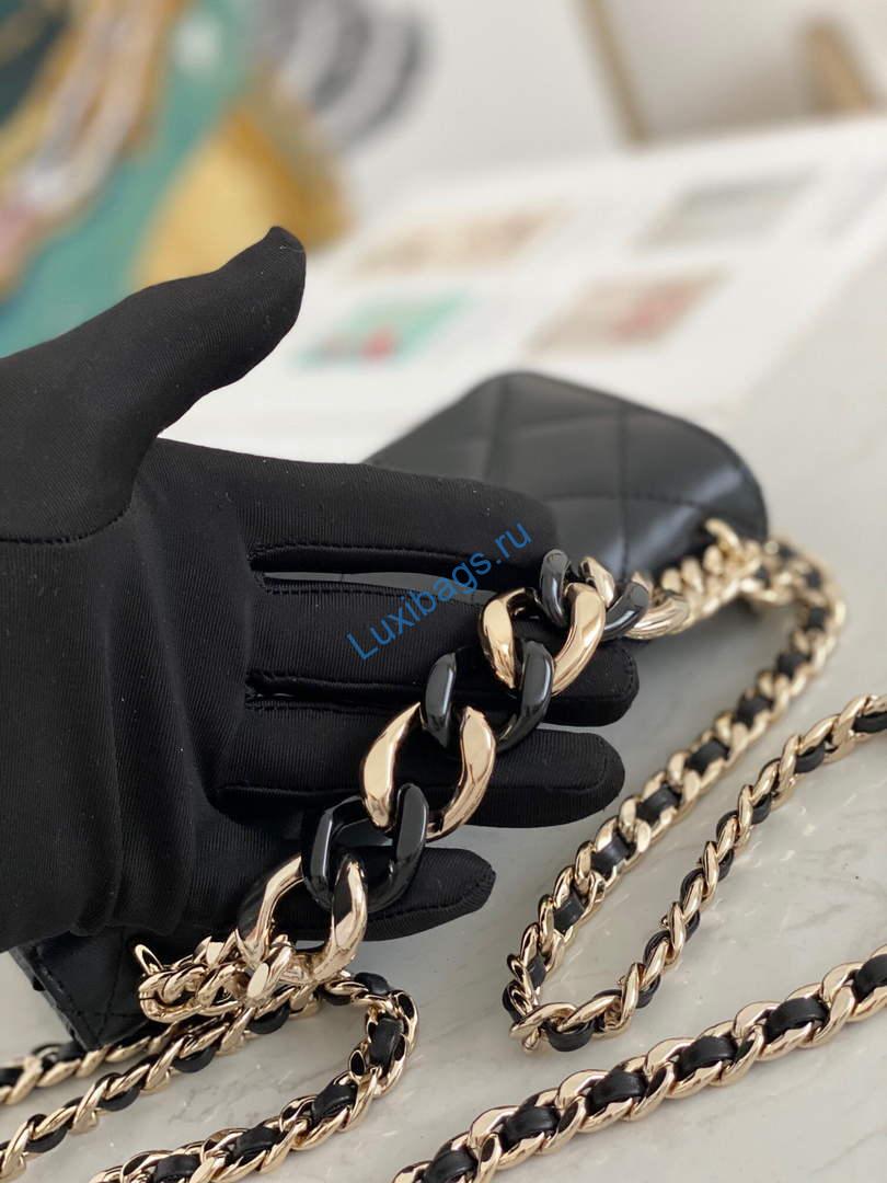 Chanel A81171 Chanel Flap bag Lambskin Black | chanel 81171 chanel flap small bag lambskin 16