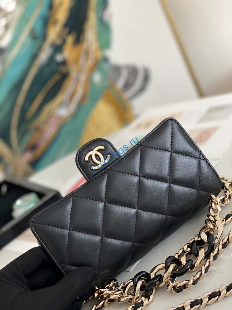 Chanel A81171 Chanel Flap bag Lambskin Black | chanel 81171 chanel flap small bag lambskin 17
