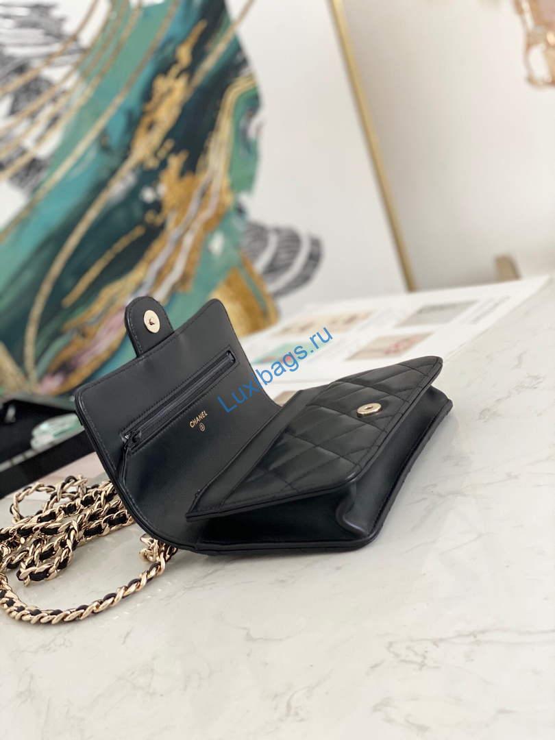 Chanel A81171 Chanel Flap bag Lambskin Black | chanel 81171 chanel flap small bag lambskin 18