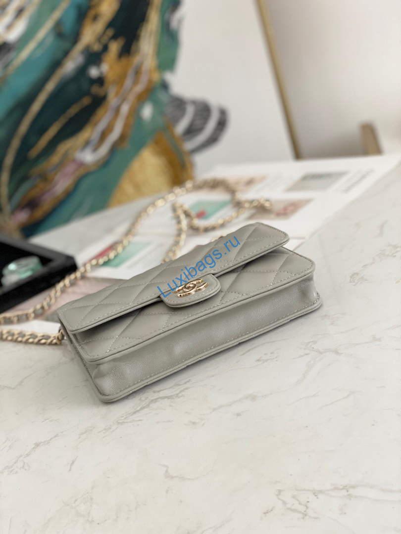 Chanel A81171 Chanel Flap bag Lambskin Grey | chanel 81171 chanel flap small bag lambskin 22