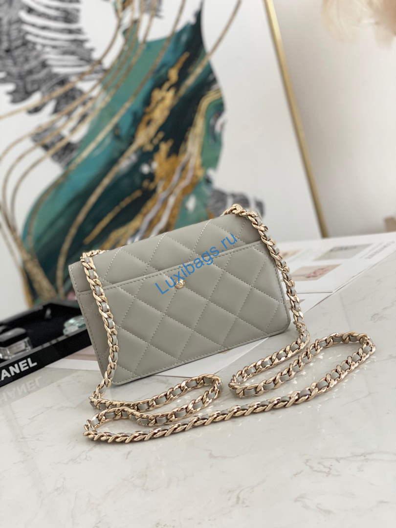 Chanel A81171 Chanel Flap bag Lambskin Grey | chanel 81171 chanel flap small bag lambskin 23
