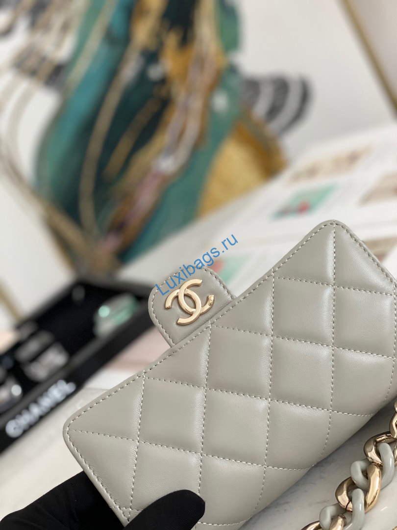 Chanel A81171 Chanel Flap bag Lambskin Grey | chanel 81171 chanel flap small bag lambskin 26