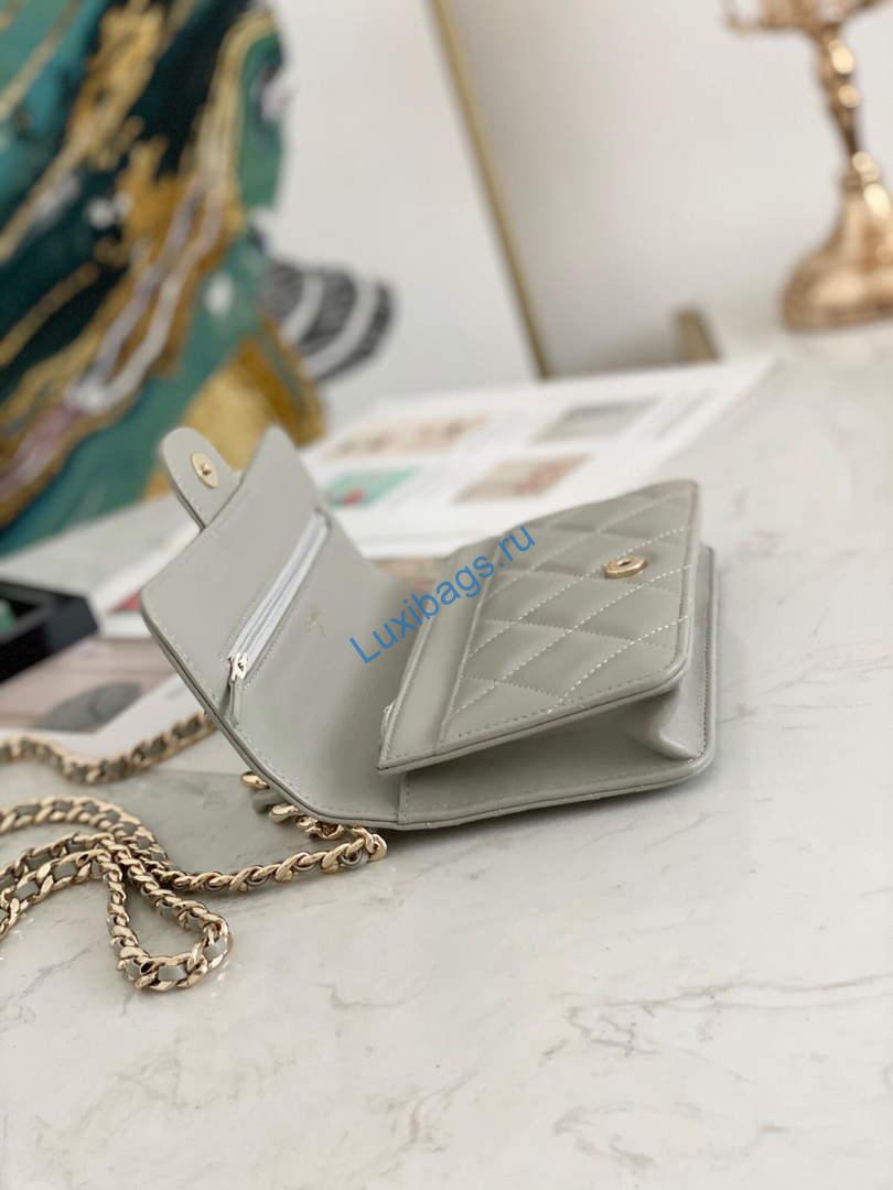 Chanel A81171 Chanel Flap bag Lambskin Grey | chanel 81171 chanel flap small bag lambskin 27