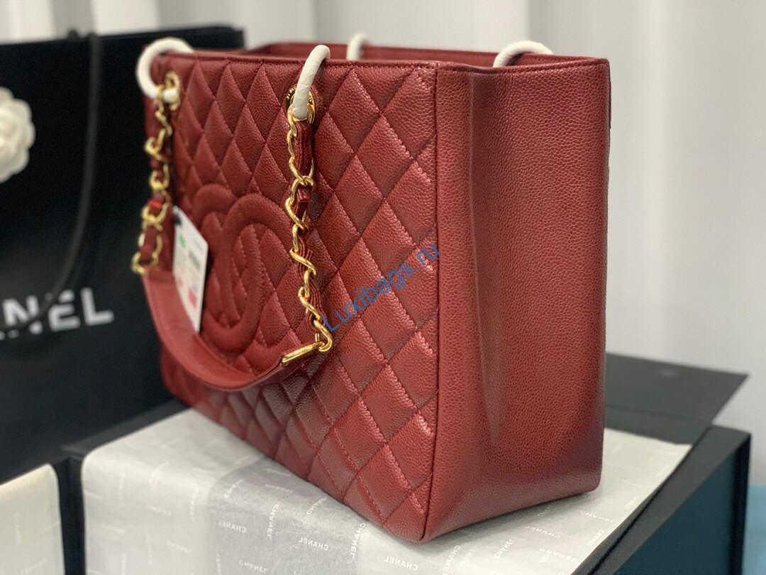 Chanel A50995 Matelasse GST Chain Tote bag caviar Calfskin leather Wine Red Gold | chanel a50995 matelasse gst chain tote bag caviar calfskin leather wine red gold 15
