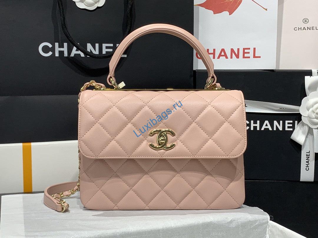 Chanel A92236 Small Trendy CC Flap Bag With Top Handle Lambskin bag Pink Gold | chanel a92236 small trendy cc flap bag with top handle lambskin bag pink gold 03