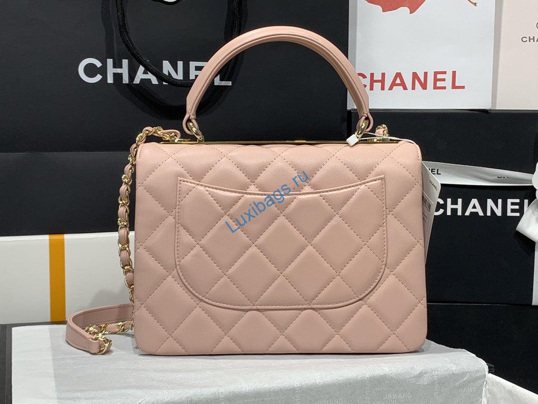Chanel A92236 Small Trendy CC Flap Bag With Top Handle Lambskin bag Pink Gold | chanel a92236 small trendy cc flap bag with top handle lambskin bag pink gold 05