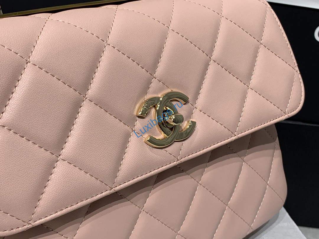 Chanel A92236 Small Trendy CC Flap Bag With Top Handle Lambskin bag Pink Gold | chanel a92236 small trendy cc flap bag with top handle lambskin bag pink gold 06