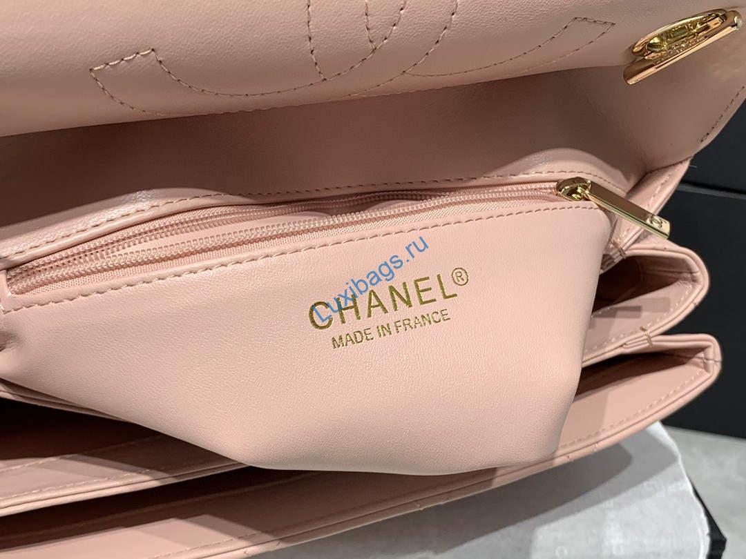 Chanel A92236 Small Trendy CC Flap Bag With Top Handle Lambskin bag Pink Gold | chanel a92236 small trendy cc flap bag with top handle lambskin bag pink gold 10