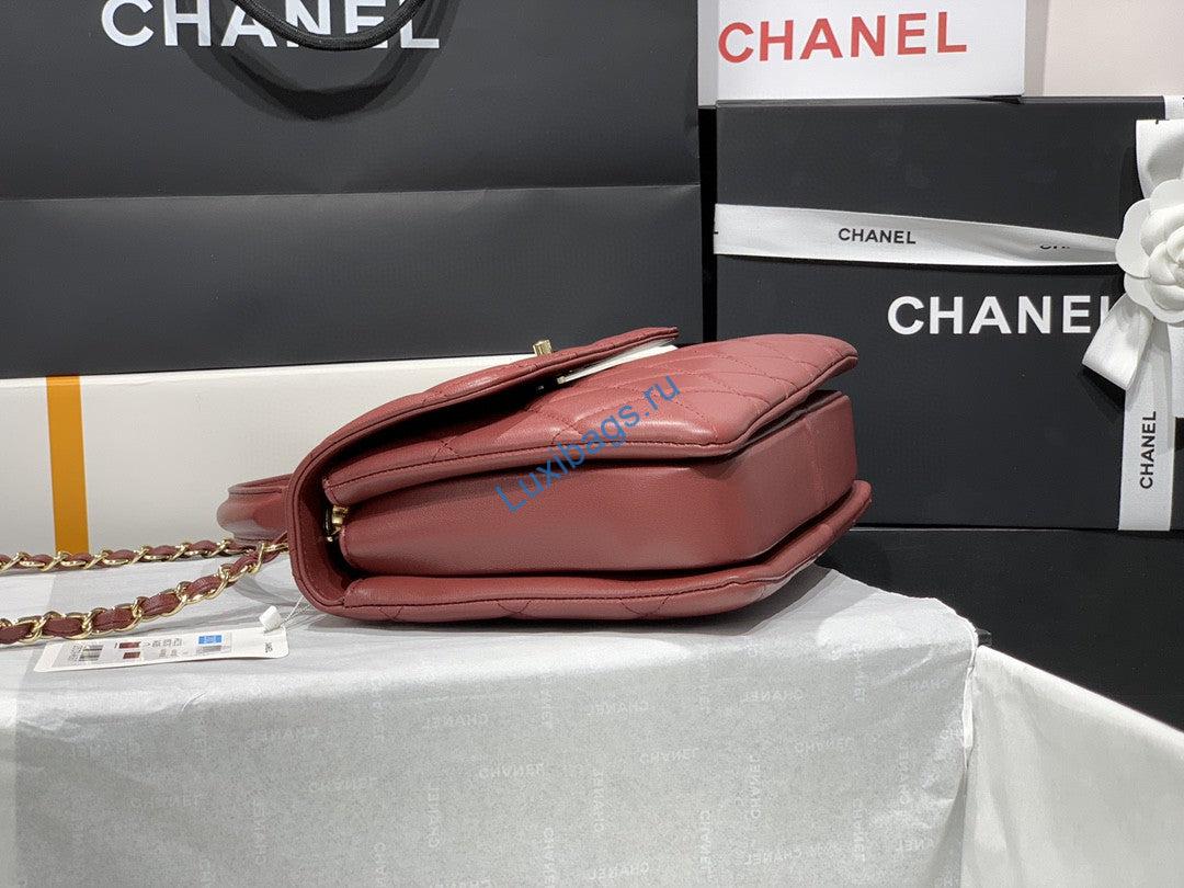 Chanel A92236 Small Trendy CC Flap Bag With Top Handle Lambskin bag Wine Red Gold | chanel a92236 small trendy cc flap bag with top handle lambskin bag wine red gold 03