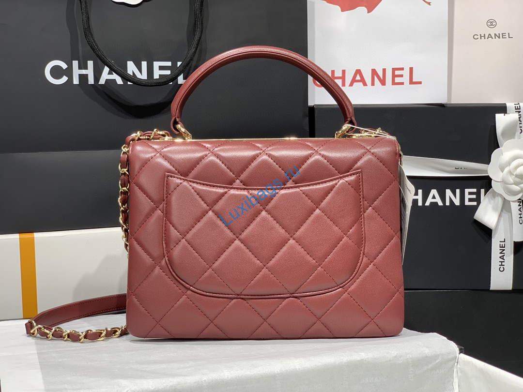 Chanel A92236 Small Trendy CC Flap Bag With Top Handle Lambskin bag Wine Red Gold | chanel a92236 small trendy cc flap bag with top handle lambskin bag wine red gold 04