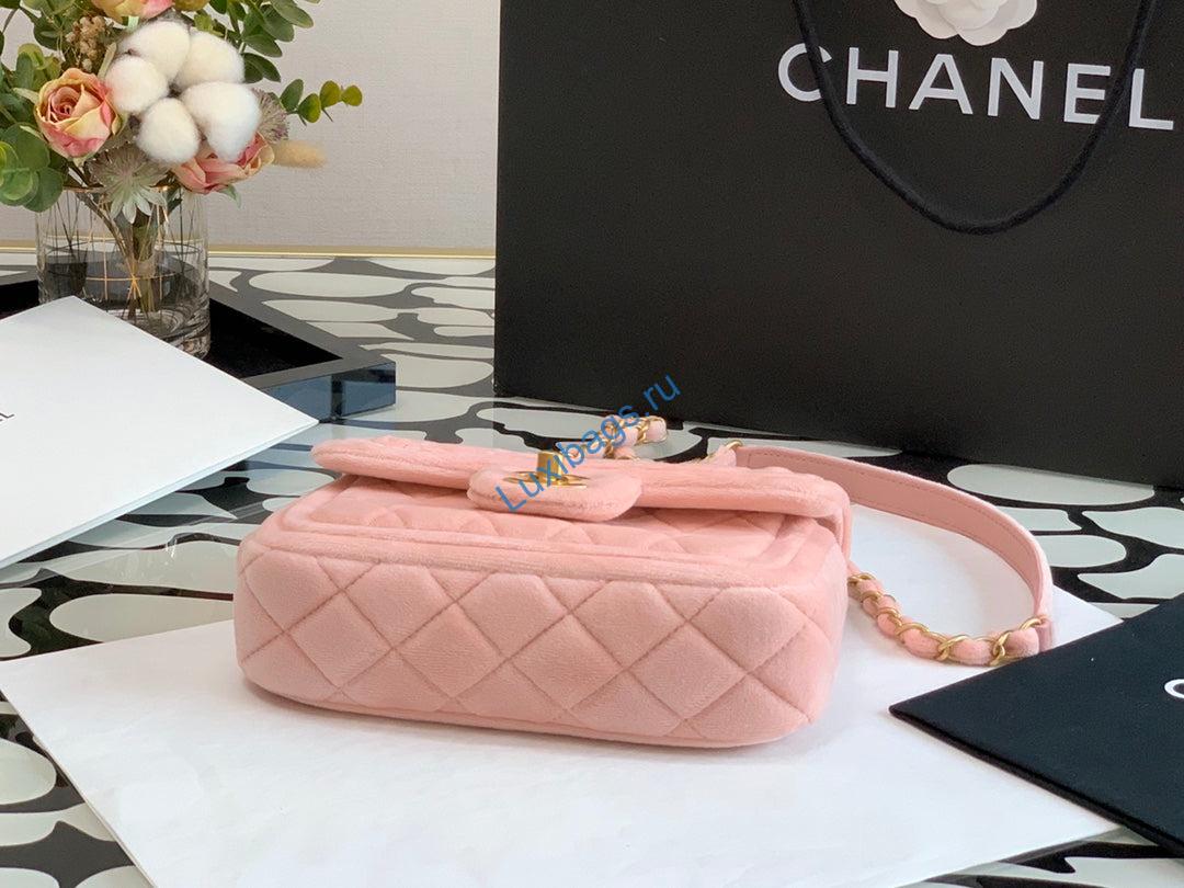 Chanel AS1115 Flap Bag Classic Velvet Light Pink | chanel as1115 flap bag classic velvet light pink 07