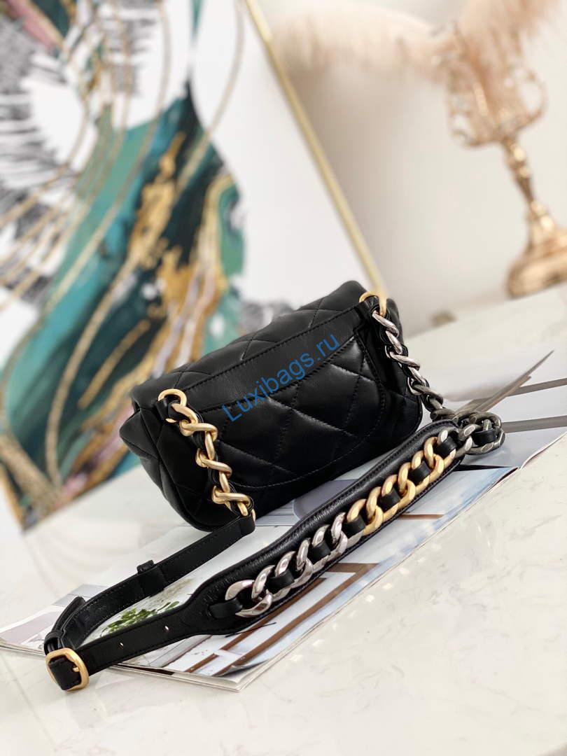 Chanel AS1163 Chanel Flap bag Lambskin Black | chanel as1163 chanel flap bag woolen lambskin black 02