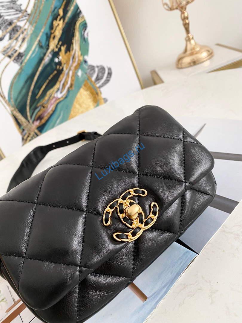 Chanel AS1163 Chanel Flap bag Lambskin Black | chanel as1163 chanel flap bag woolen lambskin black 04