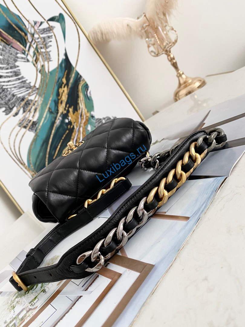 Chanel AS1163 Chanel Flap bag Lambskin Black | chanel as1163 chanel flap bag woolen lambskin black 06