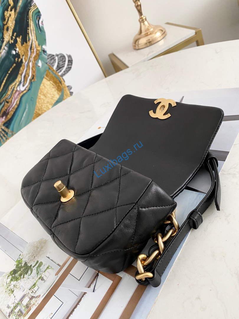 Chanel AS1163 Chanel Flap bag Lambskin Black | chanel as1163 chanel flap bag woolen lambskin black 07