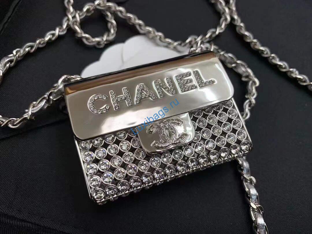 Chanel AB6154 Chanel Mini Flap Tiny bag Metal Silver | chanel as1163 chanel flap tiny bag metal silver 02