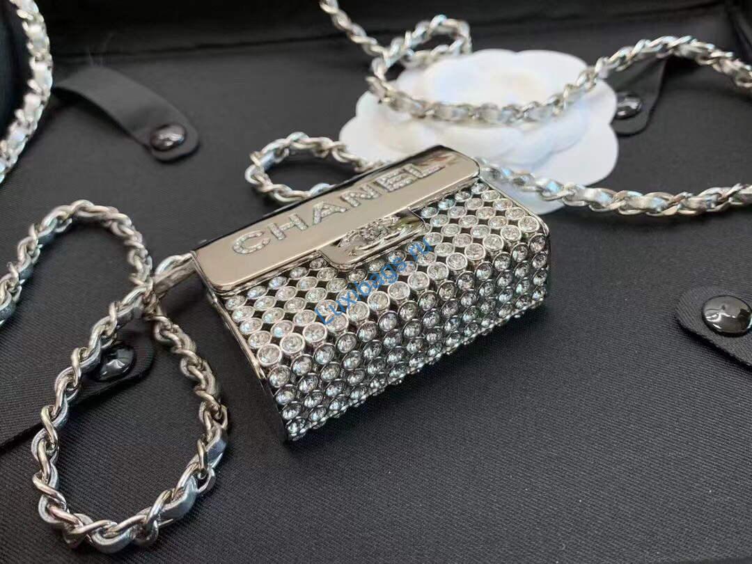 Chanel AB6154 Chanel Mini Flap Tiny bag Metal Silver | chanel as1163 chanel flap tiny bag metal silver 07