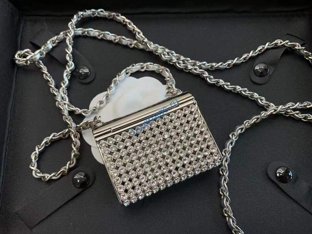 Chanel AB6154 Chanel Mini Flap Tiny bag Metal Silver | chanel as1163 chanel flap tiny bag metal silver 08