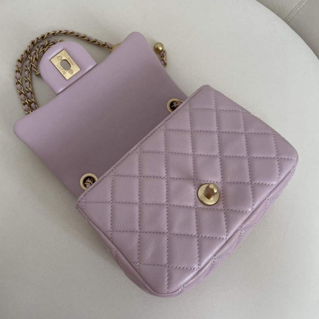 Chanel AS1786 Flap Bag Shoulder Handbag Lambskin Light Purple | chanel as1786 flap bag shoulder handbag lambskin light purple luxibags.ru 2