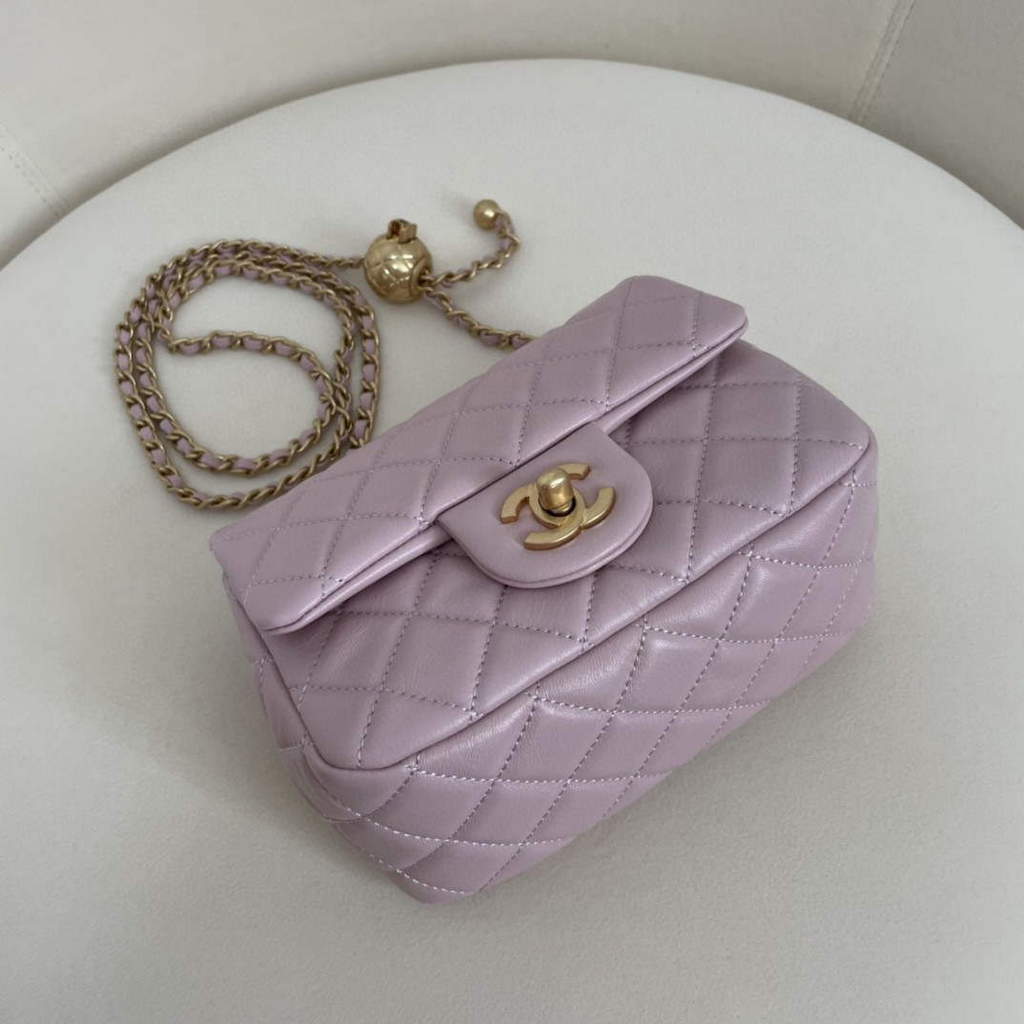 Chanel AS1786 Flap Bag Shoulder Handbag Lambskin Light Purple | chanel as1786 flap bag shoulder handbag lambskin light purple luxibags.ru 5
