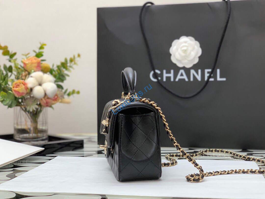 chanel as2431 mini flap lambskin bag with top handle black lion bright gold 4 Chanel AS2431 Mini flap Lambskin bag with top handle Black Lion Bright Gold | chanel as2431 mini flap lambskin bag with top handle black bright gold 05